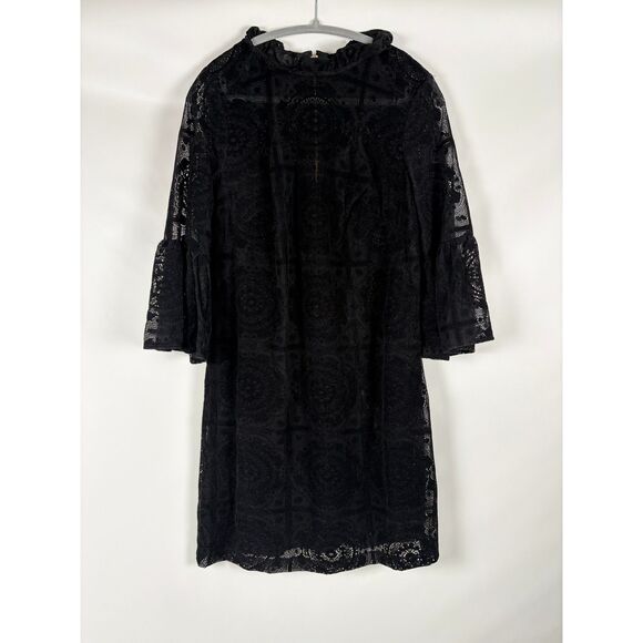 Calvin Klein Black Velvet Lace Dress Womens Size 10 Cocktail Party Whimsigoth - Picture 3 of 10